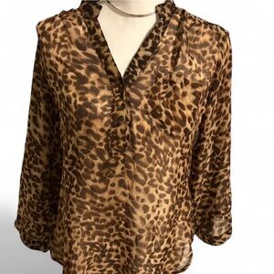 Cotton Express Brown Animal Print Blouse
